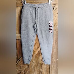 Aeropostale Athletic Joggers 1987 Logo Grey Women Sz S Cuffs Pockets Drawstring